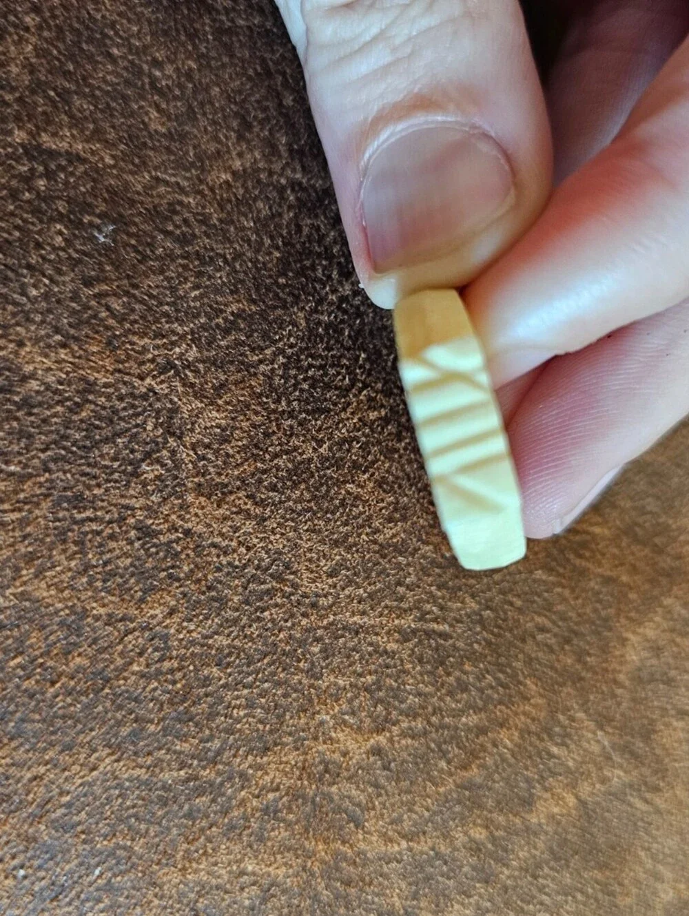Vintage Mid Century style carved ring Ivory Tone Brutalist Tribal Style
